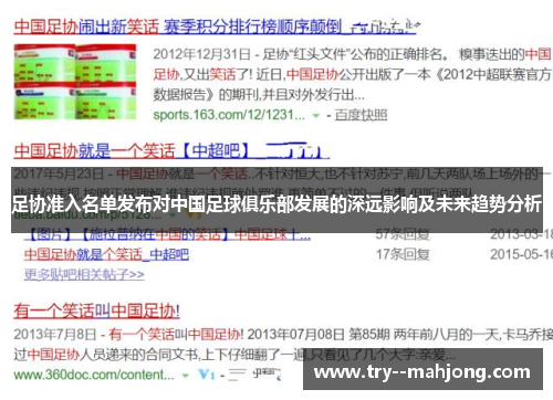 足协准入名单发布对中国足球俱乐部发展的深远影响及未来趋势分析